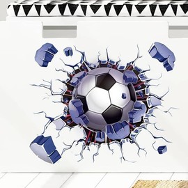 (Pack of 2) Football 3D Wall Stickers, Football Themed Wall Sticker for Children's Kid's Room, Removable Transparent Background, TV Wall Decoration, Wall Stickers, Living Room, Bedroom, Games Room
