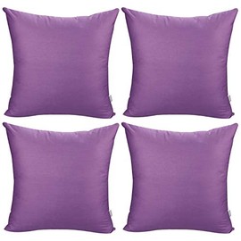 H&H Décor Cotton Comfortable Solid Decorative Throw Pillow Case Square Cushion Cover Pillowcase Pack of 4 (Color:-Lavnder) 18x18/45x45cm
