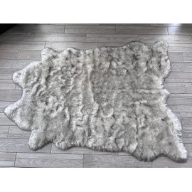 LAMBZY Faux Cowhide Rug - Soft Hypoallergenic Silky Shag Cute Cow Print Area Rugs | Luxury Modern Fluffy Carpet Runner Suitable for Bedroom, Office and Kids Room (White/Black, 6'x7')