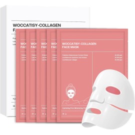 Mascarilla de Colágeno Hidrogel, 4 Piezas Mascarilla Facial Hidratante con Ácido Hialurónico, Reparación Nocturna para Piel Seca y Apagada, Hidratación Profunda y Piel Radiante al Despertar