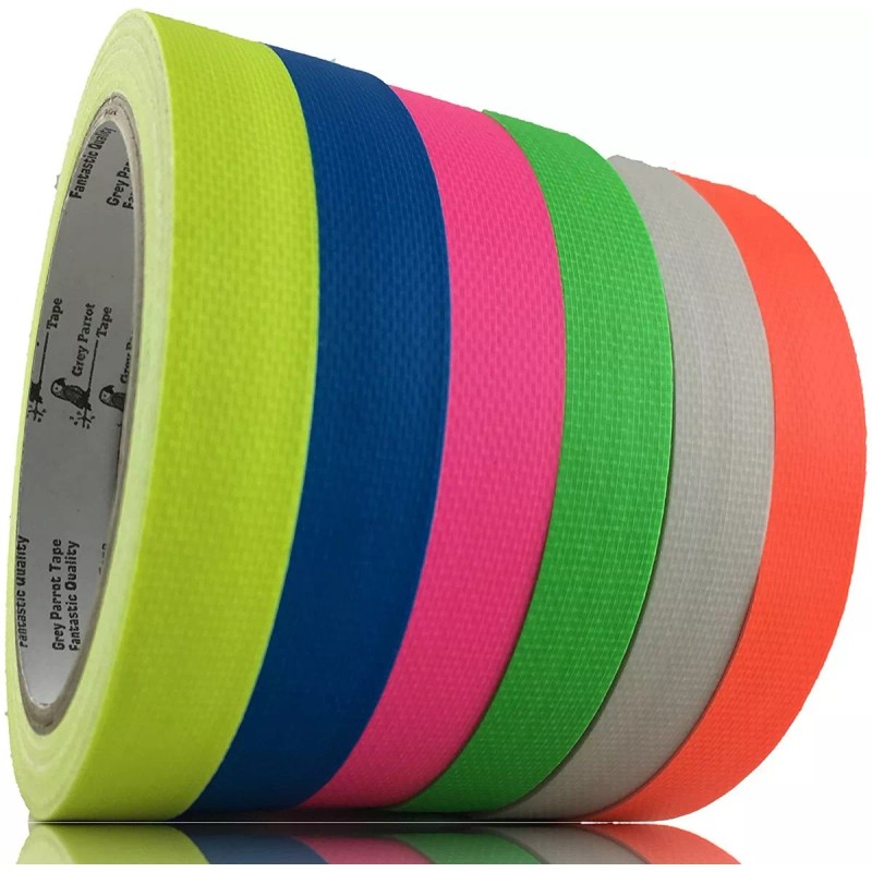 greyparrot Cinta Tape Fluorescente 6 Rollos 10mts De Colores Brilla