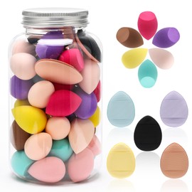 40+10 Multi-color Series Makeup Sponge Set,40PCS Foundation Sponge&10PCS Mini Finger Powder Colored Puff Makeup Sponge Blenders Beauty Sponge for Liquid and Cream Foundation