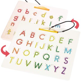 CozyBomB Double Sided Magnetic Letter Board - 2 in 1 Alphabet Magnets Tracing Board for Toddlers ABC Letters Uppercase & Lowercase Practicing