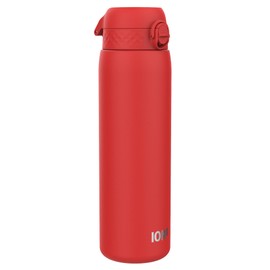 Ion8 Vacuum Insulated Stainless Steel 1 Litre Water Bottle, 920ml, Leak Proof, One-Finger Open, Secure Lock, Carry Handle, Dishwasher Safe, Scratch Resistant, Ideal for Sports and Yoga, Red