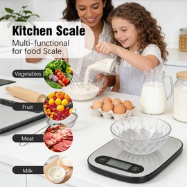 Food Scale, 11lb Kitchen Scale with 6 Units Tare Function & Backlit LCD, Precise 1g Stainless Steel Digital Scale, Hanging Design for Baking, Cooking, Healthy Eating and Meal Prep (Batteries Included)