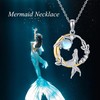 VENACOLY Mermaid Necklace Sterling Silver Moonstone Mermaid Pendant Necklace Mermaid