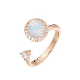 Fonsalette Fidget Ring Birthstone Rings Fidget Ring Women Thumb Rings for Women Sterling Silver Rose Gold Ring Fidget Spinner Ring Adjustable Open Cubic Zirconia Rings for Women (Rose Gold-06-June)