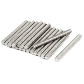 TOP-VIGOR 20Pcs M6 x 45mm Fully Threaded Rod, 304 Stainless Steel Right Hand Threads Rods, Fully Studding Rod Bar for Anchor Bolts, Clamps, Hangers and U-Bolts