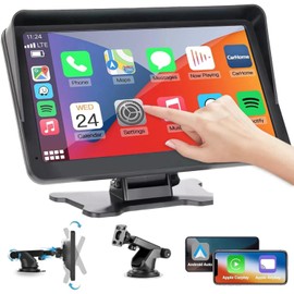 Portable Wireless Car Stereo with Apple CarPlay/Android Auto,7" HD Portable Touch Screen Car Radio Multimedia Player with Bluetooth, Navigation, Mirror Link for All Vehicles（No Backup Camera）