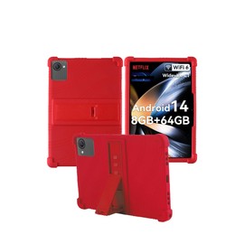 for HiGrace C10 Tablet 10 inch Android 14 Tablet Case,BOVUGAC Soft Silicone Adjustable Stand Shockproof Kids Friendly for HiGrace C10-1 10"(Red)