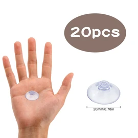 Rumyve 20-Pack 20mm Small Plastic Suction Cups - Transparent Suction Hooks for Kitchen, Bathroom, and Windows