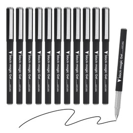M&G Gel Pen Medium Point 0.5mm, 12 Pack Quick Dry Smooth Black Gel Ink Rollerball Pen for Home Office Writing Note Taking Journaling Business, Style 7