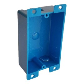 Unbranded 1 Gang 8 CU IN Blue PVC Flanged Shallow Old Work Electrical Outlet Switch Box - 8 Pack