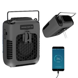 Deller Portable Waist Fan with Shirt Clip - 8000mAh Rechargeable Cooling Fan 30H Runtime, 5500RPM Strong Airflow, 3 Speed Settings & LED Light Hands-Free Belt Fans for Outdoor Work, Hiking, Gardening