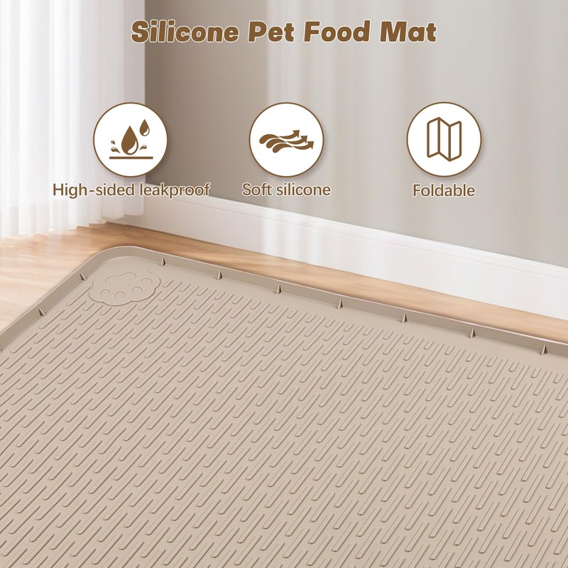 Bartuke Cat Food Mat, 40" x 28" Extra Large Silicone