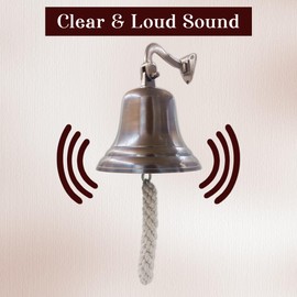 Solid Brass Wall Mounted Ship Hanging Bell for Reception, School, Outdoor, Indoor, Dinner & Chruch - 6 Inch by THDC