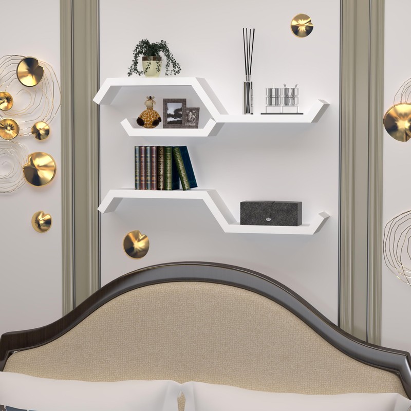 lkjjcfwm White Floating Shelves for Wall Shelf for Bedroom, Repisas
