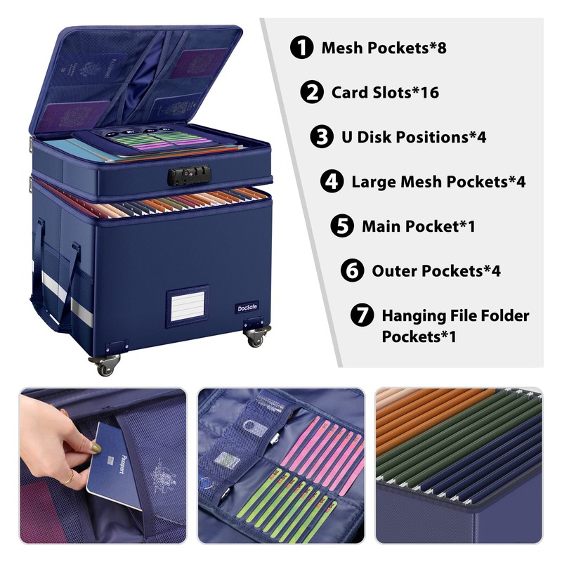 DocSafe File Box with Lock, 2-Layer Fireproof Document Box with