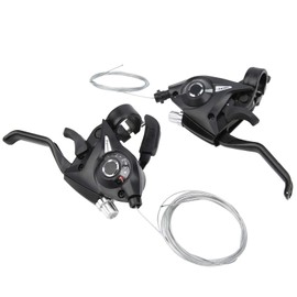 VGEBY 3x7 21-Speed Gear Shifter Bicycle Brake and Shifter Lever Combo Set with Gear Shift Cable, Aluminum Alloy, 1 Pair, for Mountain Bike and Road Bike, Bicycle Repair Parts