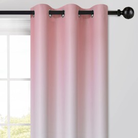 Yakamok Blackout Ombre Pink and Grey Room Darkening Curtains for Kids/Girls Bedroom, Thickening Polyester Light Blocking Gradient Grommet Window Drapes for Living Room,2 Panels, 42x84inches