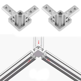 The Lord of the Tools 4PCS 3-Way End Corner Bracket Connector with Screws for 8mm T Slot European Standard Aluminum Extrusion Profile 4040 Series Silver