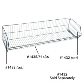 Open End Gondola Wire Basket Shelf with Brackets in Zinc 36 W x 16 D x 9 H Inch