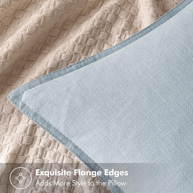 MIULEE Decorative Linen Euro Sham Pillow Covers 22x22 Inch Light