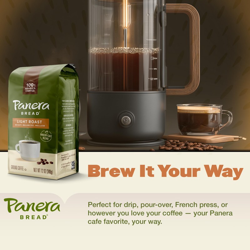 Panera Light Roast Ground Coffee, 100% Arabica, Sustainably Sourced –