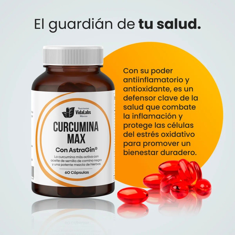 Curcumina Max Nutrientes Vidalabs México 60 Cápsulas Sin Sabor
