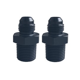 DEWHEL 2pcs Aluminium Black -6AN Male Flare to 3/8" NPT Pipe Fitting AN6 Straight Union Flare Adapter (6AN-3/8NPT)