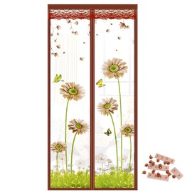 57lilina Door Mesh Screen with Magnet, Fly Hanging Temporary Magic Patio Heavy Duty Front Back Screen Magnetic Closure, Portable French Net for Door to Keep Bugs Out Doorway Curtain 35x83 in
