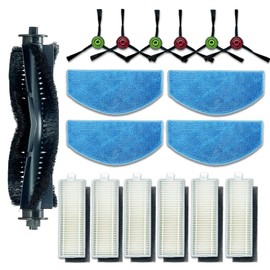 Replacement Parts Accessories for Tikom G8000 G8000 Pro HONITURE G20 Robot Vacuum Cleaner Spare Parts, 1 Main Roller Brush, 6 Side Brushes, 6 HEPA Filters, 4 Mop Pads