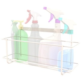 Bottle Rack (White) Wall Mount Kitchen or Garage Steel Rack Bracket Storage for Spray Bottles Sanitizer Dispenser Hand Soap Pump Cleaner Water Commercial Liquids Laundry Detergent Paper Towel Aerosol
