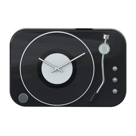 Jumbl Vintage Retro Metal Record Player Wall Clock - Black