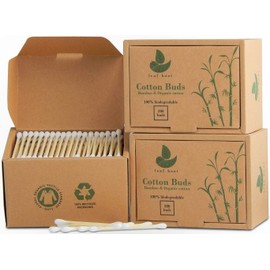 900 Organic Bamboo Cotton Buds | Cotton Buds for Ears, Makeup Cleaning, etc. | GOTS Certified Biodegradable, Eco-Friendly and Plastic Free | Vegan | Recycled Packaging | (Pack of 3 Boxes, 900 Buds)