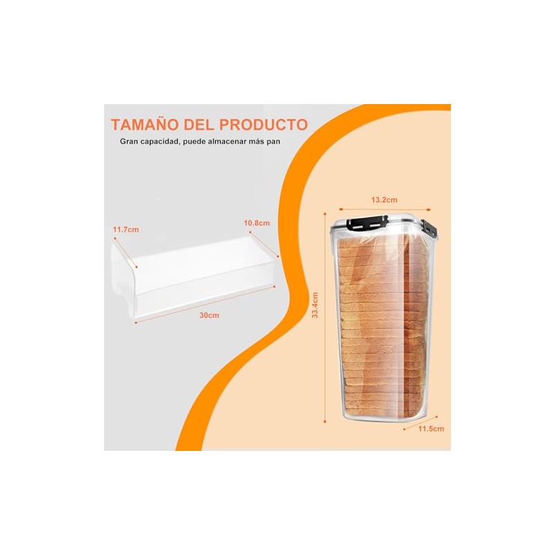 Caja para Pan con Bandeja, Contenedor para Pan con Tapa