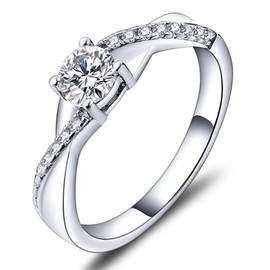 YL 925 Sterling Silver Engagement Ring 5MM 3A Zirconia Infinity Ring for Women-size7