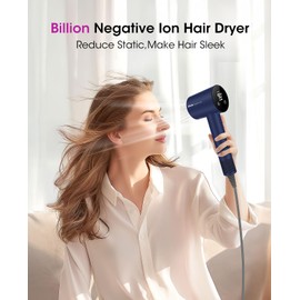 LEMULEGU Hair Dryer,110000 RPM High-Speed Brushless Motor for Fast Drying with HD Digital Display Low Noise Compact Hair Blow Dryer for Curly Hair for Home Travel Salon #201Purple Blue