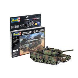 Revell Military Model Kit I Leopard 2A6/A6M I Scale 1:72 I Level 4 Kit I Number of Parts 168 I from 12+ Years I for Children and Adults I Glue Paints and Brushes Included I Armoured Kit