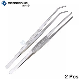 Reptile Feeding Tongs Stainless Steel Straight And Curved Tweezers Polished 10"