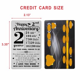 Richesele 2 Year Wedding Anniversary Wallet Card - Happy 2nd Anniversary Card - 2 Years Anniversary Decorations Gifts for Husband Wife Him Her