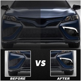 KEEGTBOX Switchback White/Amber LED DRL Front Fog Daytime Running Light Sequential Flash Turn Signal Feature Compatible with Toyota Camry Sedan SE XSE 2021 2022 2023 2024 Accessories