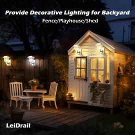 LeiDrail Solar Wall Lantern, 2 Modes Edison Bulb Solar Fence Lights, Outdoor Playhouse Accessories, Waterproof Warm/Cold White LED 15 LM Outdoor Decor Wall Lights for Garden Patio Yard White (2 Pack)
