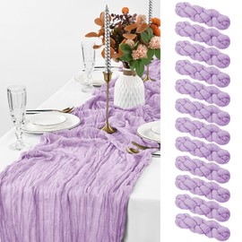 12 Pack Light Purple Cheesecloth Table Runner, 10FT Cheesecloth Rustic Boho Table Runner Long Romantic Semi Sheer Table Runner for Wedding Baby Shower Birthday Bridal Party Decorations(35×120 Inch)