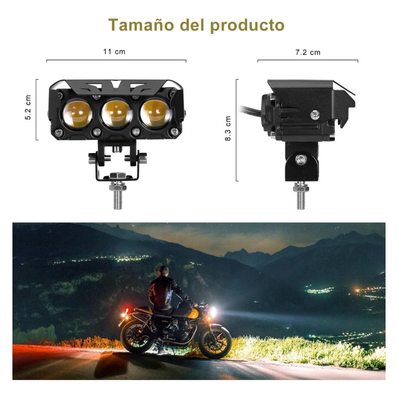 Par Faro Led Exploradoras Laser Lupa Estrobo Moto Auto 70w