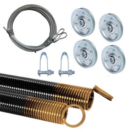 G.A.S Hardware Heavy-Duty Double-Looped Garage Door Extension Springs Bundle 180 lb (Gold) Springs, 3" Pulleys, and Extension Cables for 7' Feet Garage Door | Garage Door Hardware Parts