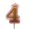 PartyMart Number 4 Giltter Candle, Pink Number 4