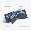 Large Capacity Blue Genuine Leather Bifold Wallet/Credit Card Holder for