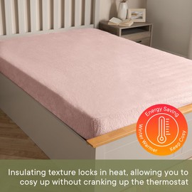 Brentfords Teddy Fleece Fitted Bed Sheet Thermal Warm Soft Luxury Fluffy Cuddly Cosy Bedding, Blush Pink - Double