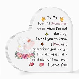 Godmother Acrylic Plaques Mother's Day Gifts Godmum Appreciate Present Birthday Heart Sign Home Decorations Christmas Souvenirs from Godkids Elephant Design Love Reminder Souvenir
